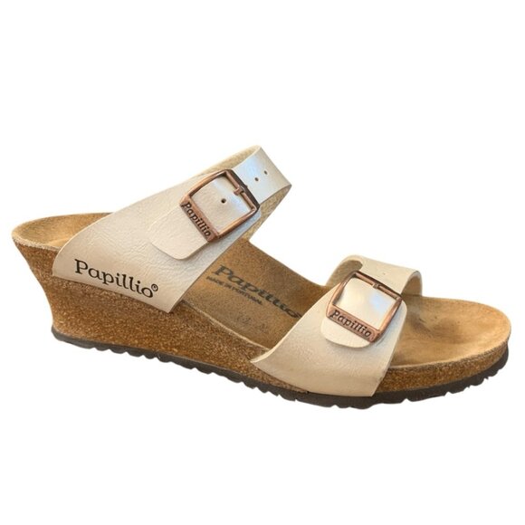 Birkenstock Papillio Wedge Sandals Womens 6.5/37 NARROW Leather Summer Vacation - Picture 1 of 9